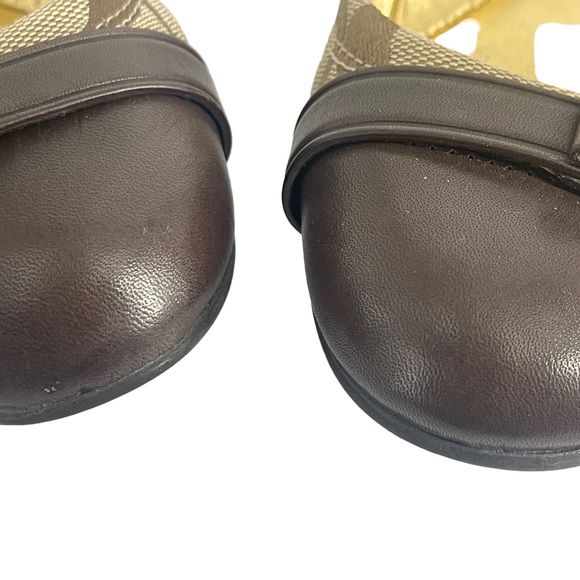Coach Delphine Signature Ballet Flats Size 8.5 Brown Khaki Buckle Detail - Picture 7 of 13